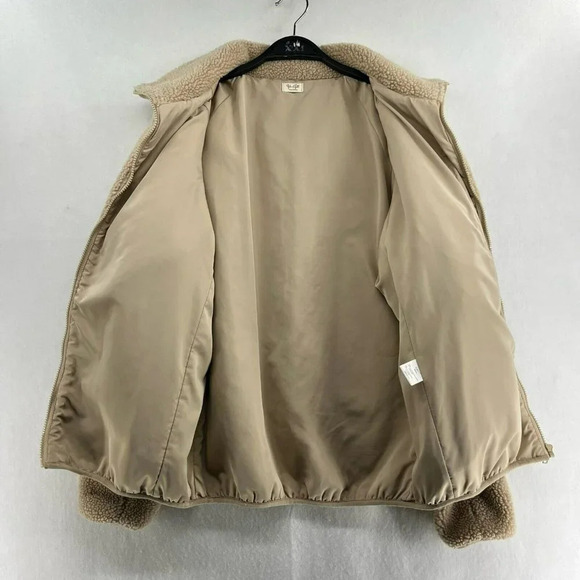 Brandy Melville John Galt Teddy Jacket Women's Sz M-L Tan Full Zip Fleece Sherpa - Picture 3 of 13